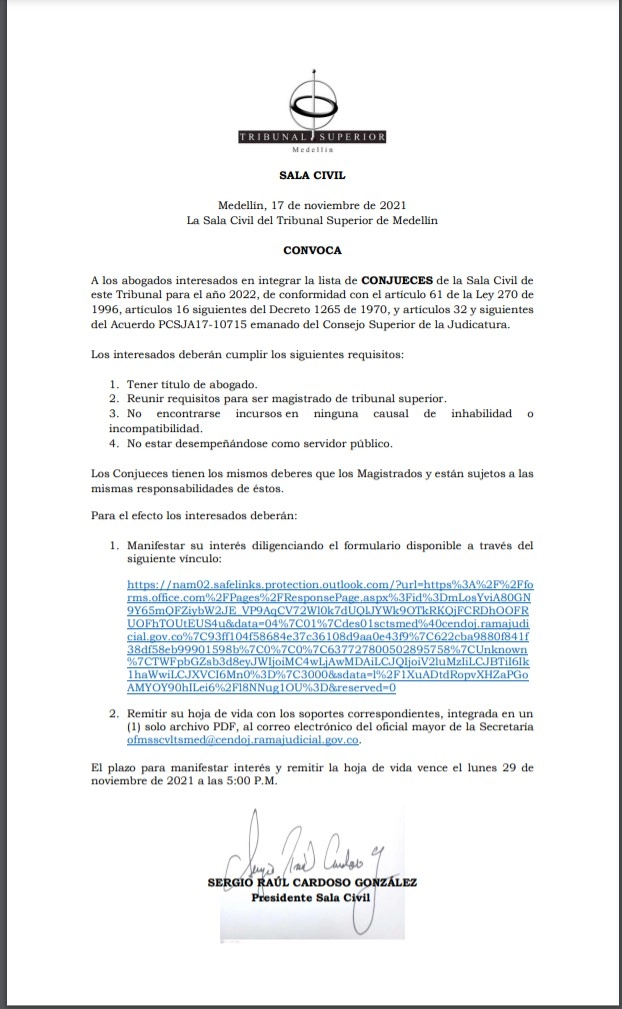 CONVOCATORIA CONJUECES SALA CIVIL